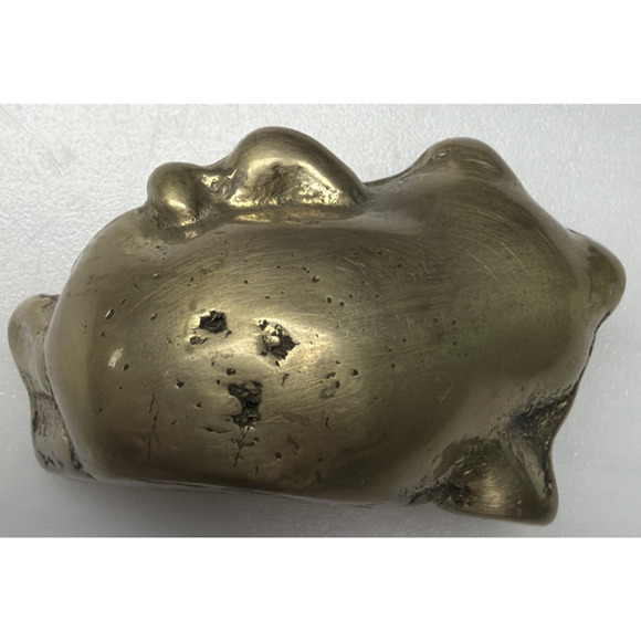 Vintage Mini Brass Frog Figurine Statue Paperweight Posing Laying Down - Picture 10 of 14